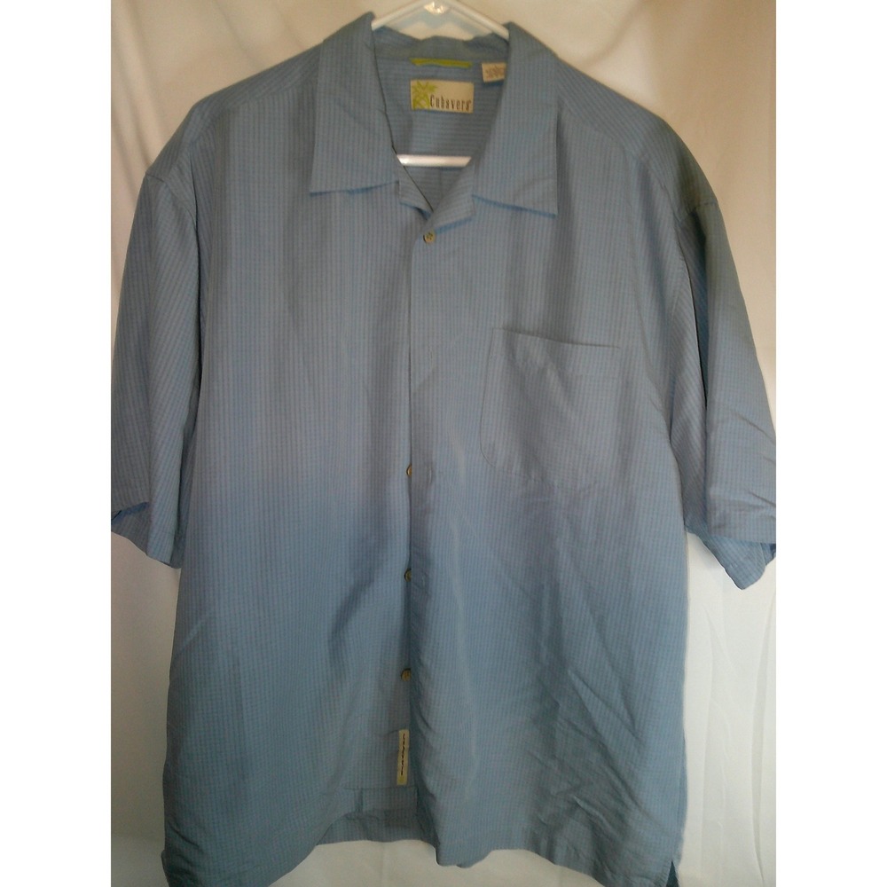 Cubavera Camp Shirt Vertical Stripe Button Up‎ Short Sleeve Casual Large